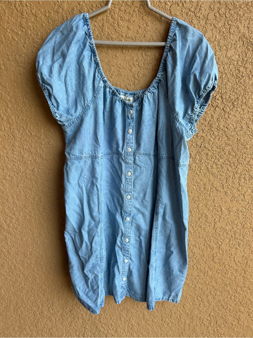 Madewell Light Blue Denim Peasant Top